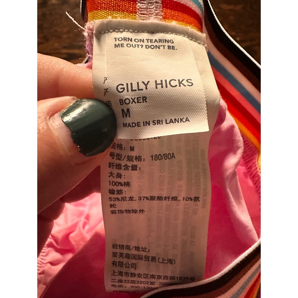 Gilly Hicks Boxer Shorts Women Medium Pink Blue Rainbow Stripe 3-Pack Bundle - Picture 5 of 5